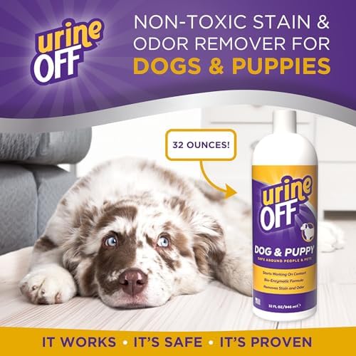 urineOFF Puppy & Dog Pet Stain Remover | Freshly Scented Carpet Cleaner | Bio Enzymatic Stain & Urine Odor Eliminator | Pet Safe Cleaner | 32 oz.