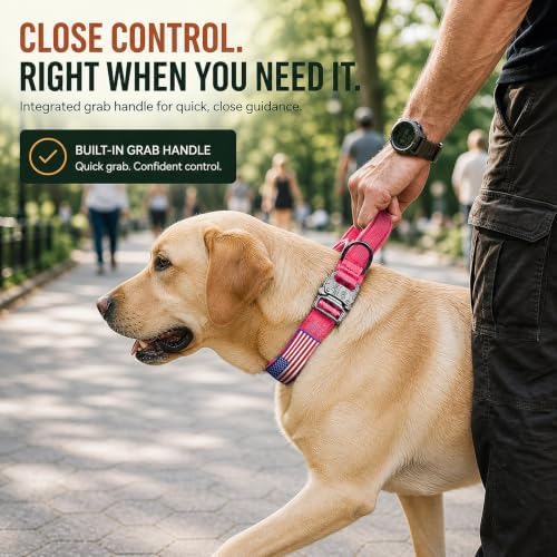 Tactical Dog Collar with Handle, Heavy Duty Nylon for Female Dogs