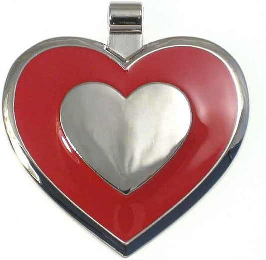 LuckyPet Heart Shaped Jewelry Tag - Dog Identification Tag - Easy to Read Laser Engraving on The Back Side - Size: Large, Color: Red