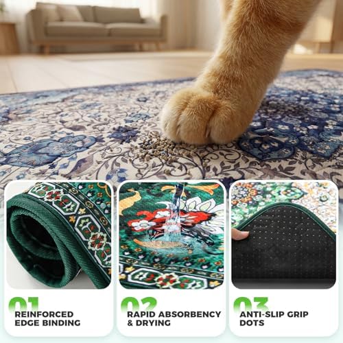 Hompet Cat Litter Mat 2 Pack, 28.5x60 Large Machine Washable Trapping Mats for Cats, Super Absorbent & Urine-Proof Cat Litter Box Mat for Floor, Waterproof & Non Slip Kitty Litter Rug
