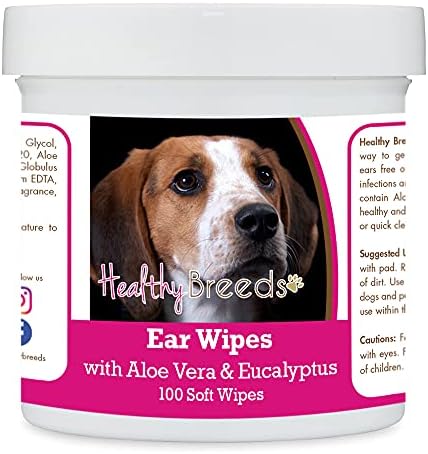 Healthy Breeds American English Coonhound Ear Cleaning Wipes with Aloe & Eucalyptus for Dogs 100 Count