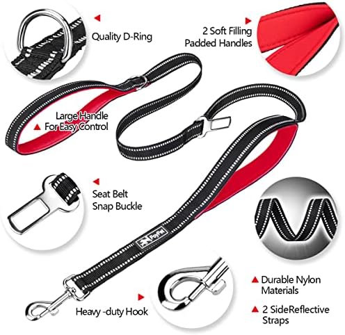 PoyPet 5 Feet Dog Leash with 2 Cushioned Handles (Red)