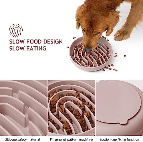 Coomazy Slow Feeder Dog Bowls, Silicone Anti Choking Puzzle Dog Food Bowl