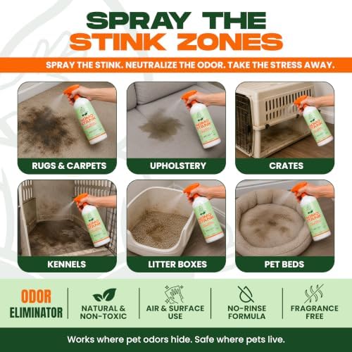 NOMO STANK Pet Odor Eliminator Spray for Home & Carpet | Unscented, 32 oz