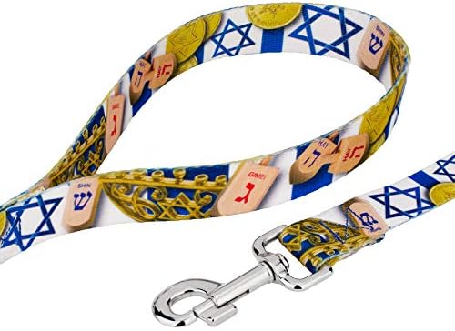 Country Brook Petz - Happy Hanukkah Everyday Dog Leash Limited Edition - Christmas Collection Featuring Festive Designs (6 Foot, 1/2 Inch Wide)
