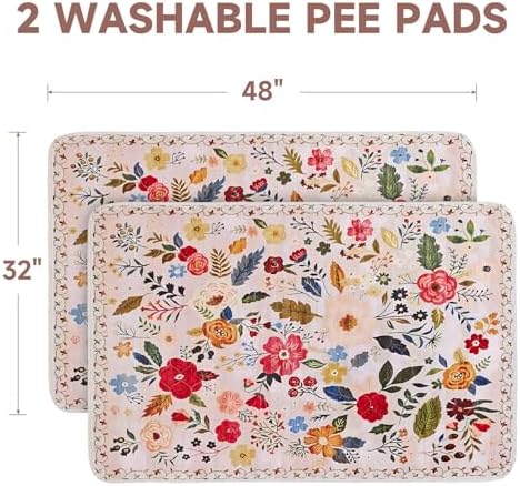 Washable Pee Pads for Dogs 2 Pack, Puppy Pads with Pheromones, 2026 Upgraded PuppyPad 48"x32" Super Absorbent Quick Dry Dog Training Pads, Waterproof & Non-Slip Whelping Pads for Crate,Floor,Sofa