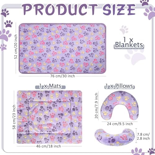 Namalu 3 Pack Soft Cat Bed Mat with Blanket and Pillow Indoor