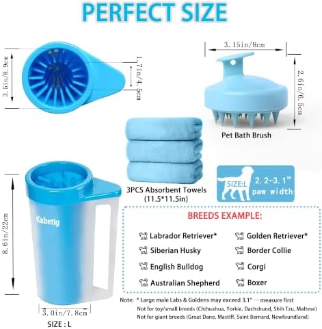 Dog Paw Cleaner with Handle - Foot Washer Cup for Large and Extra Large Breed Dogs