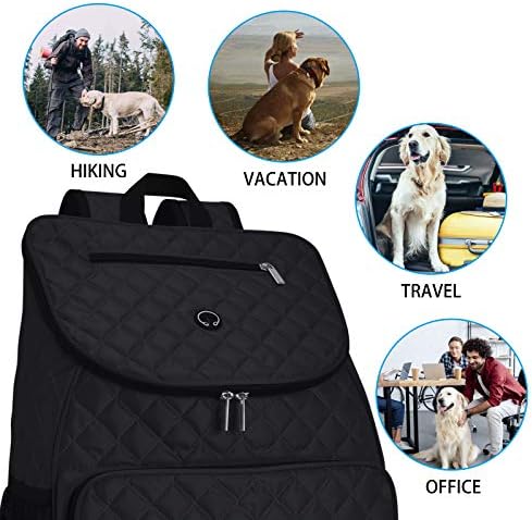 BAGLHER Dog Travel Bag, Airline Approved Pet Supplies Backpack, Dog Travel Backpack with 2 Silicone Collapsible Bowls and 2 Food Baskets, Black