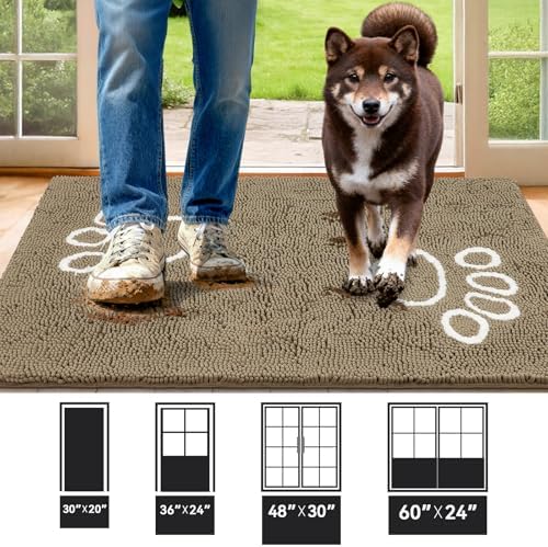 Bcoimo Super Absorbent Dog Door Mat, 48"*30" Anti Slip Mat for Muddy Paws