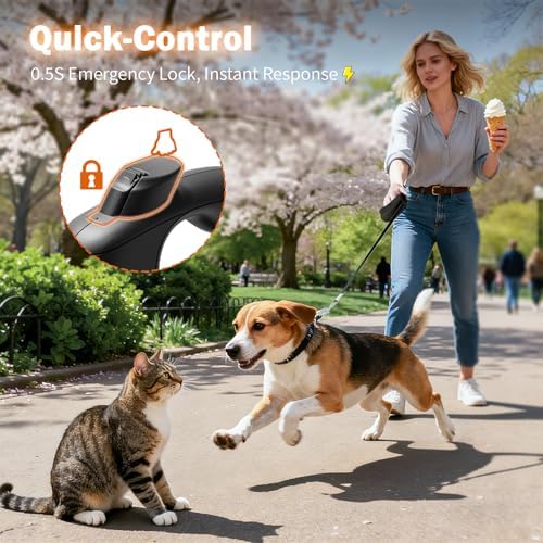 OUTRUN Retractable Dog Leash 16 FT Tape, up to 55 lb, No Tangle