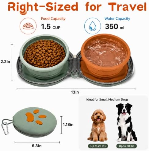 2-in-1 Collapsible Dog Travel Bowl Portable Silicone Carabiner