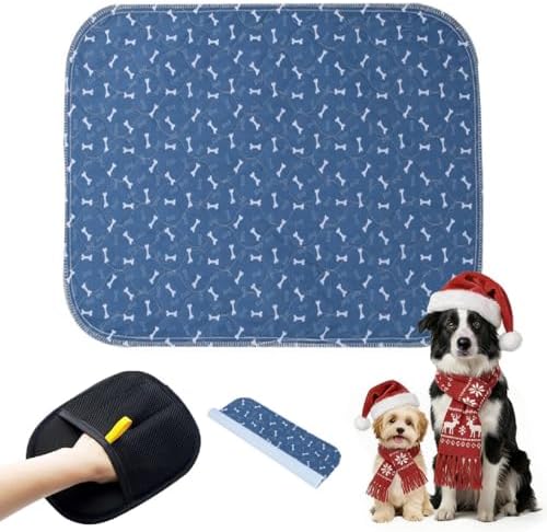Puppy Pee Pads with Pheromones, Washable Puppy Training Pads for Dogs Reusable Puppy Potty Pads for Dogs and Cats(with Pet Hair Removal Gloves)
