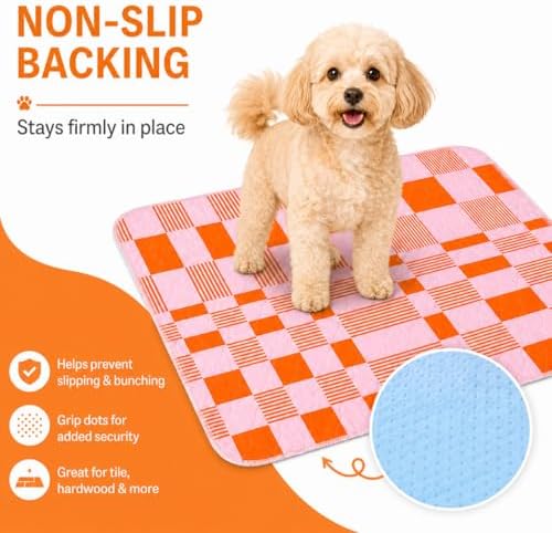 Washable Pee Pads for Dogs, Training Pads Puppy Pads Leak-Proof Reusable Pet Pad, Super Absorbent and Non-Slip Litter Cats Mat for Whelping, Playpen, Housebreaking, Pink 72''x72''
