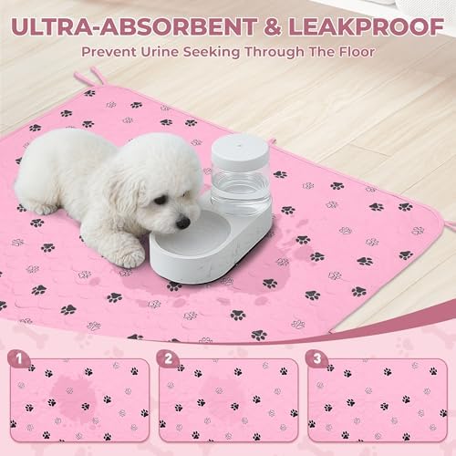 Fostanfly Washable Pee Pads for Dogs, Ultra-Absorbent, 36"x41"-2 Pack, Pink