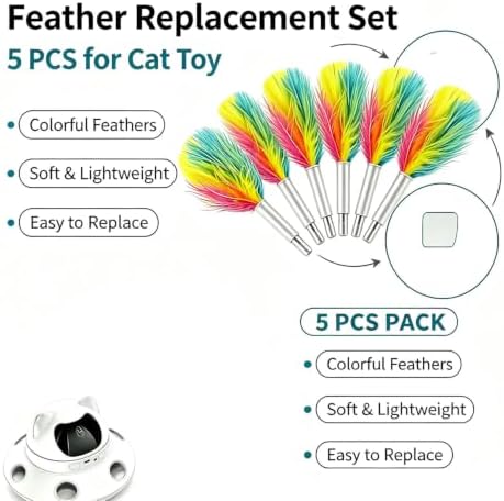 Telescopic Feather Decor Parts, Replacement Accessory 3-in-1 Auto Cat Toy (Only Feather Attachment, Toy Base Not Included)