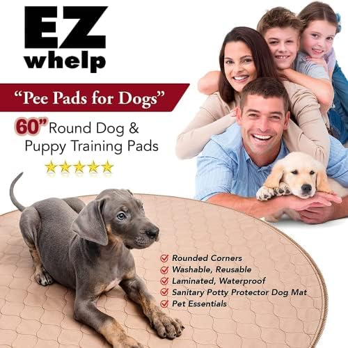 EZwhelp Reusable Dog Pee Pad, Washable Waterproof Round 60 in Mat, 1 Pack