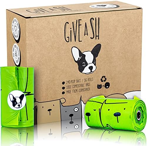 Certified Home Compostable Dog Poop Bags, 240 Plant Based Bags (16 Rolls)