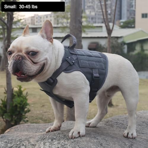 ICEFANG Tactical Dog Harness for Small Dogs,Reflective No Pull Dog Vest