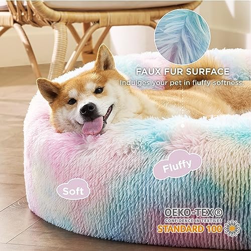 Bedsure Calming Dog Bed Medium Size Dog Donut Washable Pet Bed,30ins