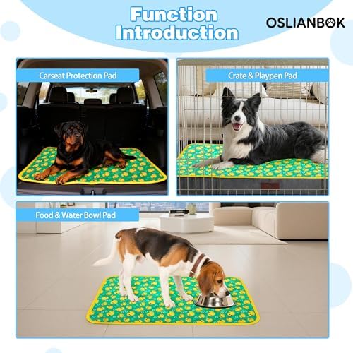 4'Pcs Washable Pee Pads, Reusable Puppy Pet Training Pads, Waterproof Dog Crate, Whelping Pad, Non-Slip Protects Against Urine Leakage Green Medium