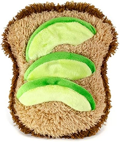 Giftable World Pet Plush Pet Toy Fruits, Cupcakes, Ice Creams, Mug with Squeaker Dog Chew Toy (Avocado, Toast)
