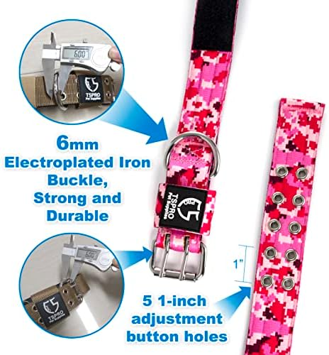TSPRO Heavy-Duty Tactical Dog Collar with Patch, Large & Extra Large Dogs