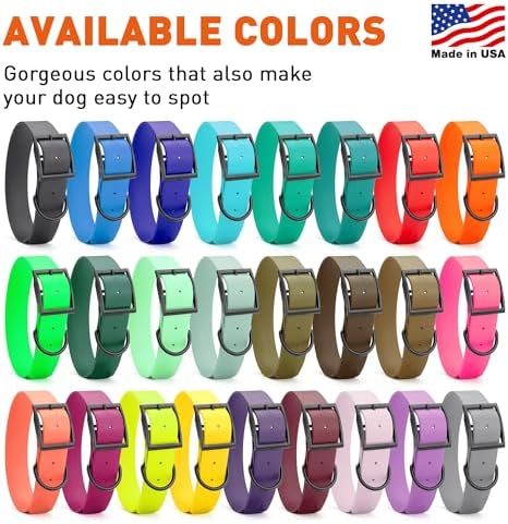 Dogline Biothane Waterproof Dog Collar Strong Coated Nylon Webbing with Black Hardware Odor- Proof for Easy Care Easy to Clean High Performance Fits Small Medium or Large Dogs, Sage Green