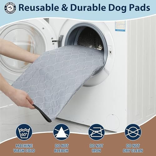 Washable Pee Pads for Dogs, Reusable Puppy Pads 48x48, 3 Pack, White Grey