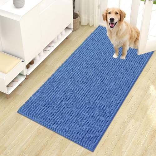 OLANLY Dog Door Mat for Muddy Paws 44x24, Extra Absorbent Chenille Mud Mat