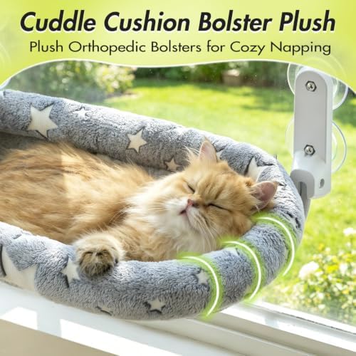Zoratoo Glow in the Dark Cat Window Perch, Foldable Cordless Pet Hammock, M
