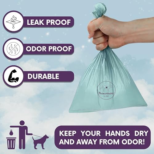 Durable Dog Poop Bags Rolls Eco Friendly, Leakproof, Odor-Free, Vegetable-Based Doggy Poop Bags, Giving Back to Charity (135 Bags / 9 Rolls)