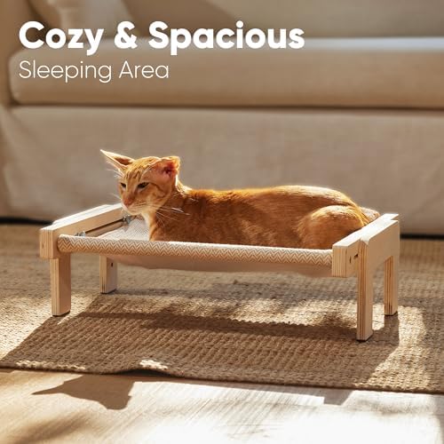FUKUMARU Cat Window Perch, Sturdy Wood Hammock Window Bed for Indoor Cats