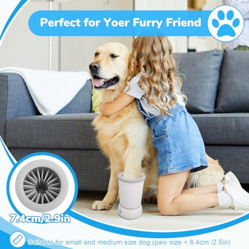 Automatic Dog Cleaner Washer and Massager, Electric Pet Foot Paws Washer for Dogs Cats, USB Portable Dog Feet Cleaner Cup for Small to Medium Dogs, Pet Grooming Supplies(White)