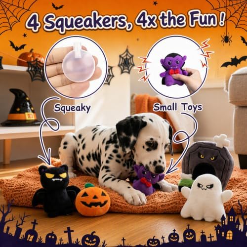 Hollypet Squeaky Hide and Seek Dog Toys for Small and Medium Dogs, Grave