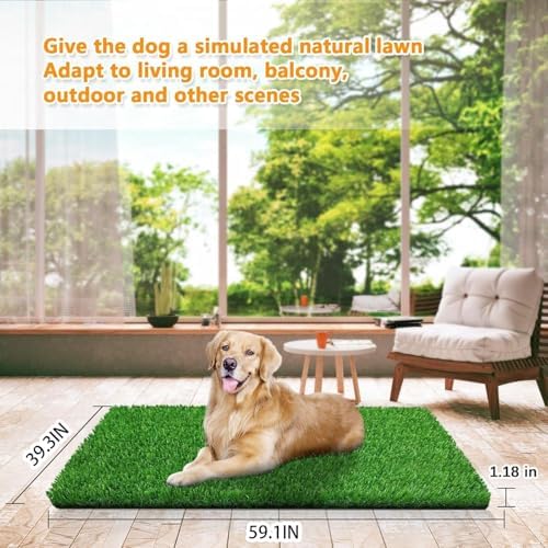 Artificial Grass Rug Turf for Dogs Indoor Outdoor Fake Grass for Dogs Potty Training Area Patio Lawn Decoration (59.1 x 39.3 Inch (Pack of 1))
