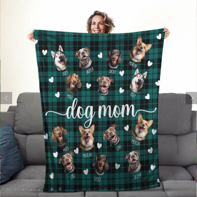 Pamaheart Custom Dog Face Blankets, Personalized Pet Photo Blanket, Fleece Dog Blankets, Customized Photo Throws, Dogs Dad Gifts, Pet Lover Gifts, Memorial Gift /26