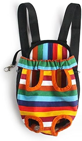 Medium Size Colorful Stripe Pattern Style Legs Out Front Pet Carrier Dog Backpack Bag for Dog Cat Adjustable