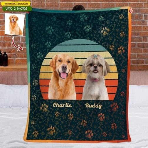 Pamaheart Custom Dog Face Blankets, Personalized Pet Photo Blanket, Fleece Dog Blankets, Customized Photo Throws, Dogs Dad Gifts, Pet Lover Gifts, Memorial Gift /6