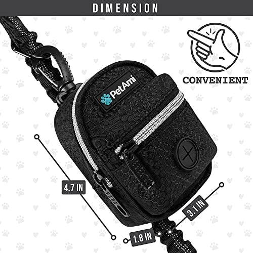 PetAmi Dog Poop Bag Holder for Leash, Waste Bag Dispenser Pet Pouch, Black