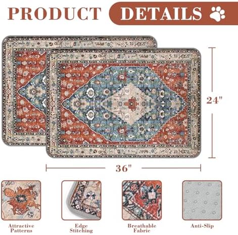 Washable Pee Pads for Dogs, 2 Pack Reusable Puppy Pads Absorbent Training Pads for Dogs Waterproof Dog Mat Non-Slip Whelping Pet Mat (Red, 36“×24”-2Pack)