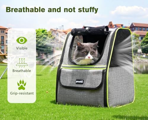 Pecute Cat Backpack Carrier, Small Dog Backpack Carrier, Pet Backpack Carrier for Cats Dogs Puppy Kitten, Cat Carrier Bag Carrying for Travel Hiking Bike Riding Walking Outdoor