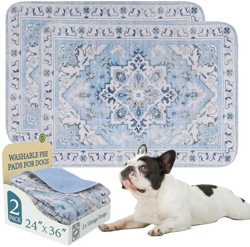 Homimp Washable Pee Pads for Dogs,2 Pack Reusable Puppy Pads Waterproof,Absorbent and Leakproof Dog Pee Pads,Non Slip Puppy Training Pads, Pet Mat for Floor, Crate, Couch, Whelping,Blue, 24"x36"