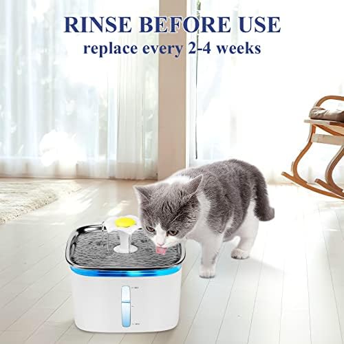 32 Pcs Cat Water Fountain Replacement Filters- 16 Pack Cat Fountain Filters with 16 Pack Pre-Filter Sponges, Pet Fountain Filter Fit for 95oz/2.8L Automatic Pet Fountain Cat Water Fountain