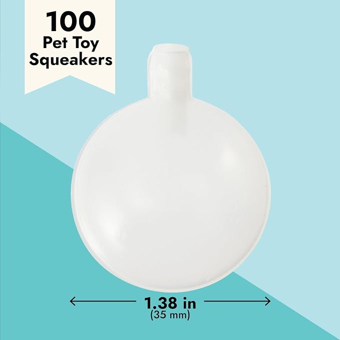 Juvale 100-Pack Replacement Squeakers for Dog Toys - 1.3-Inch Diameter - Dog Toy Squeakers Replacement Inserts