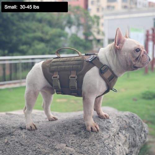 ICEFANG No Pull Tactical Dog Harness for Small Dogs,Adjustable Dog Vest