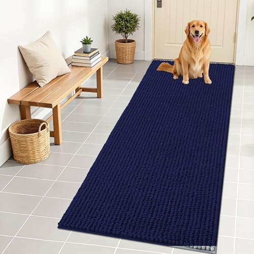 OLANLY Dog Door Mat for Muddy Paws 70x24, Extra Absorbent Chenille Mud Mat