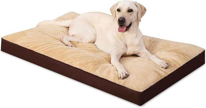 NUPIDA Waterproof Large Dog Bed for Crate with Washable Cover, 35x22, Brown | TPU Waterproof Layer, Easy Clean Cover, Soft Plush Surface, Durable Oxford Fabric, Non-Slip Bottom, For Large Breeds ≤50lbs