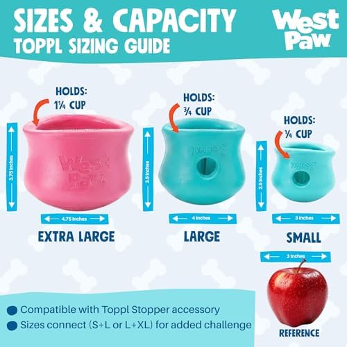 WEST PAW Zogoflex Toppl Interactive Treat Dispensing Puzzle Dog Toy for Mental Stimulation & Enrichment-Holds Kibble & Treats-Lickable, Freezable & Dishwasher Safe-Made in USA-Small-Geranium