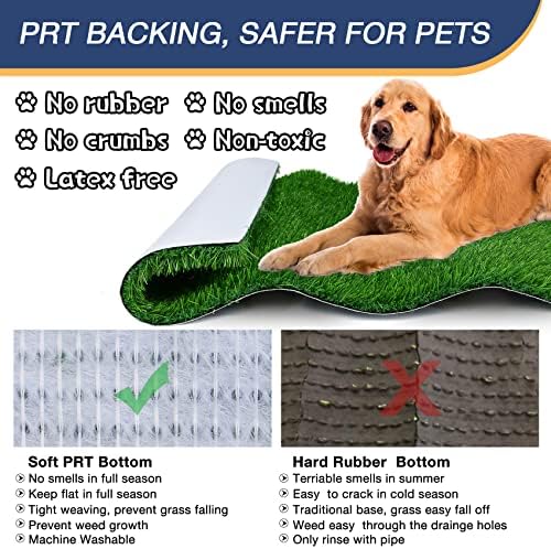 GLOBREEN Dogs Grass Pee Pad for Puppy Potty Training, Pet Friendly Artificial Grass Turf Mat Outdoor Indoor Use, High Drainage, 39.3" x 31.5"